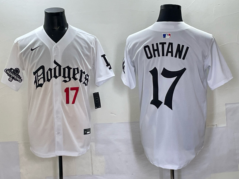 Men Los Angeles Dodgers #17 Ohtani white Nike 2025 MLB jersey 0010->los angeles dodgers->MLB Jersey